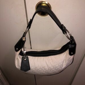 2fer  Women's Cream and Black Shoulder Bag and LV keychain.